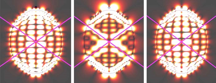 Patterns of orbiting light predicted for spheroids of hexagonal boron nitride illuminated with a dipole source just above their north poles