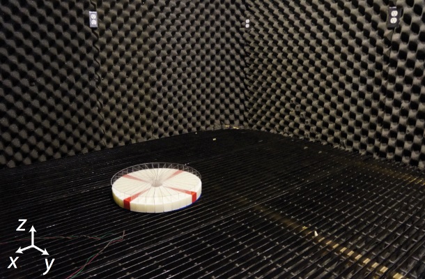 The prototype sensor is tested in a sound-dampening room to eliminate echoes and unwanted background noise