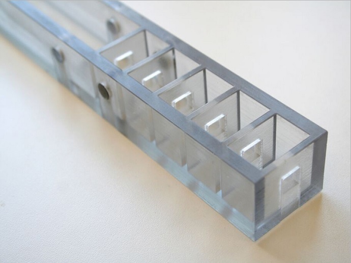 The 3D-printed polymer structure with the five resonance chambers