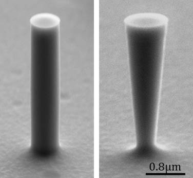 Nanostructures of silicon shown in scanning electron microscope image