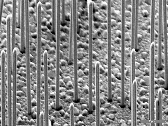 Gallium-arsenide nanowires on a silicon surface