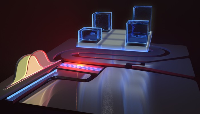 Artistic impression of the sample, the pulse sequence, and the density matrix. Image by Antti Paraoanu.