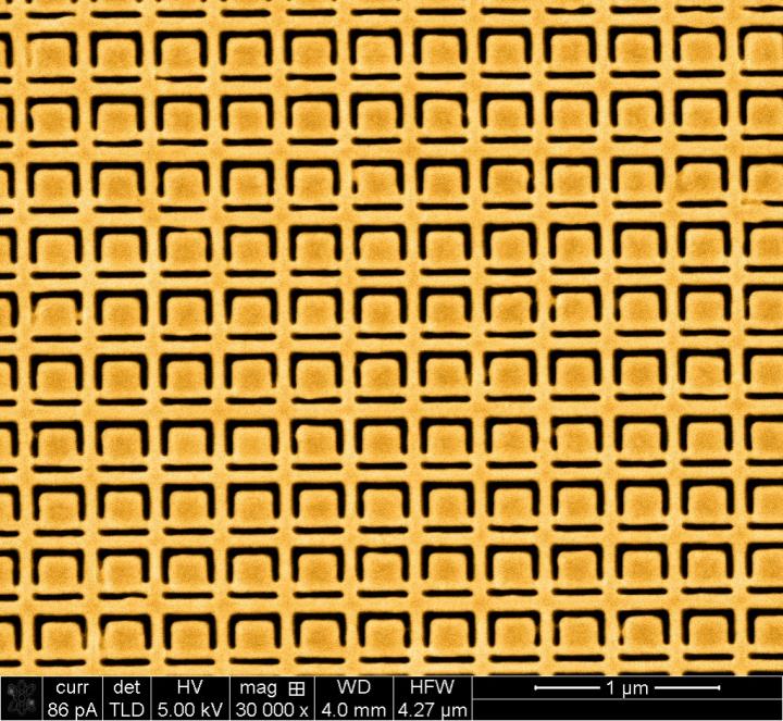 This gold metamaterial nanostructure is a nanoscale version of the structure described by the University of Southampton researchers