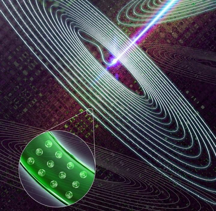 Graphic representation of nanoparticles embedded in glass