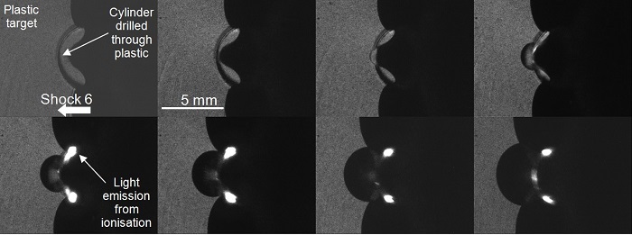 Eight frames from a prototyping shot using the laser backlit SIMX16 camera.