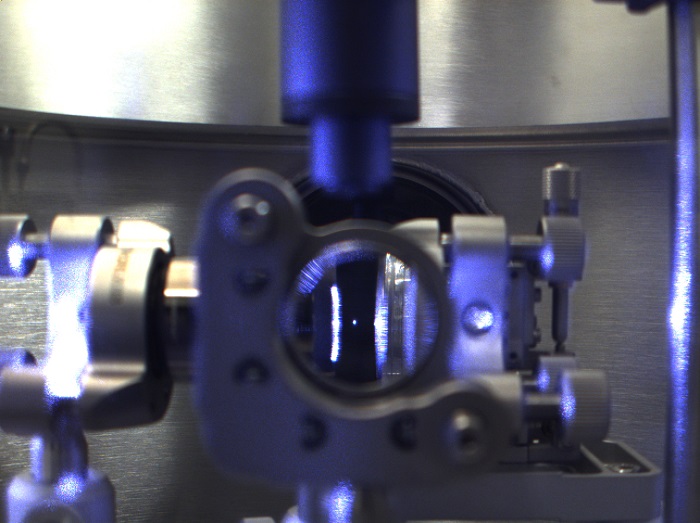 This is a photo of a nanodiamond levitated in a vacuum chamber by Purdue University researchers