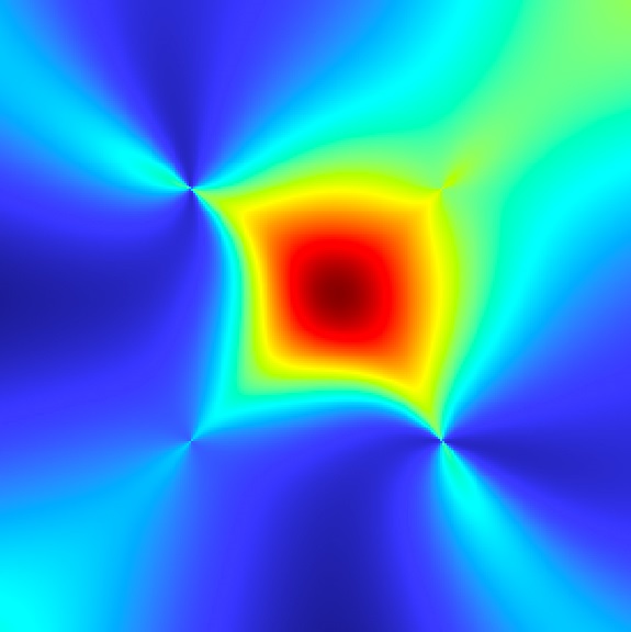 Graphic adaptation of a simulation of a neutron scattering experiment