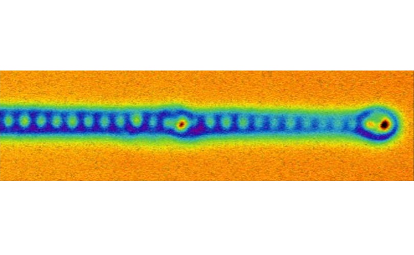 Atomic force microscopy image of the end of a mono-atomic iron wire