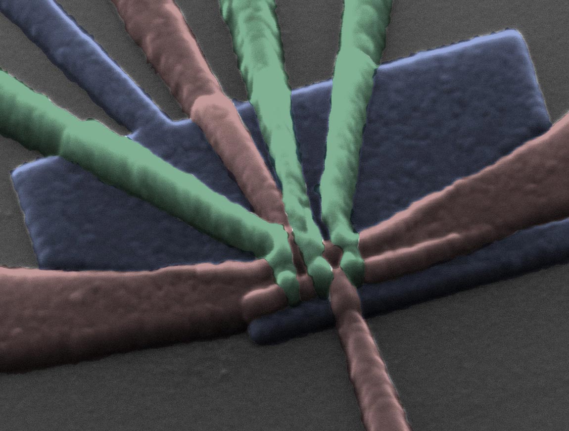 The qubit consists of a single electron that is trapped below the surface of a silicon chip