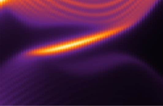 A frame from an animation shows electron states in a single layer of tungsten disulfide crystal that’s been illuminated with circularly polarized light in the red to near-infrared wavelength range