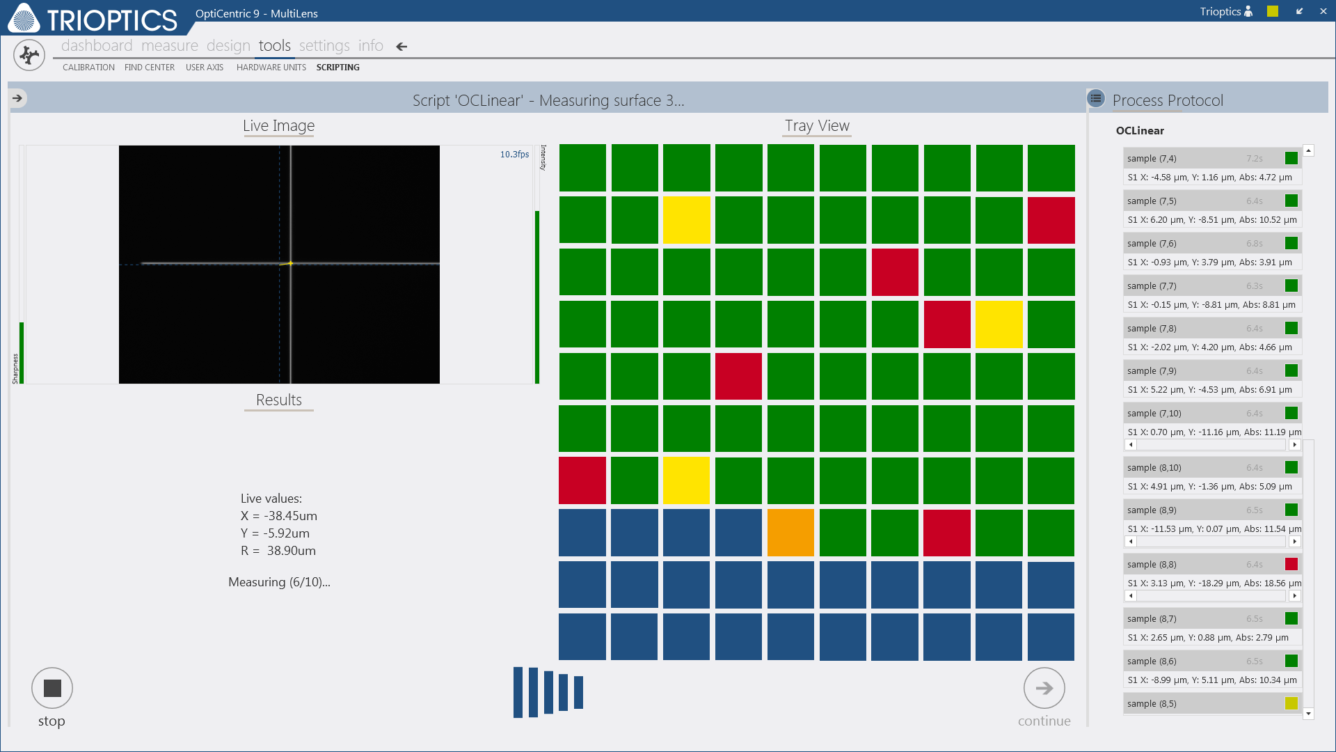 OptiCentric® software for centering measurement in batches