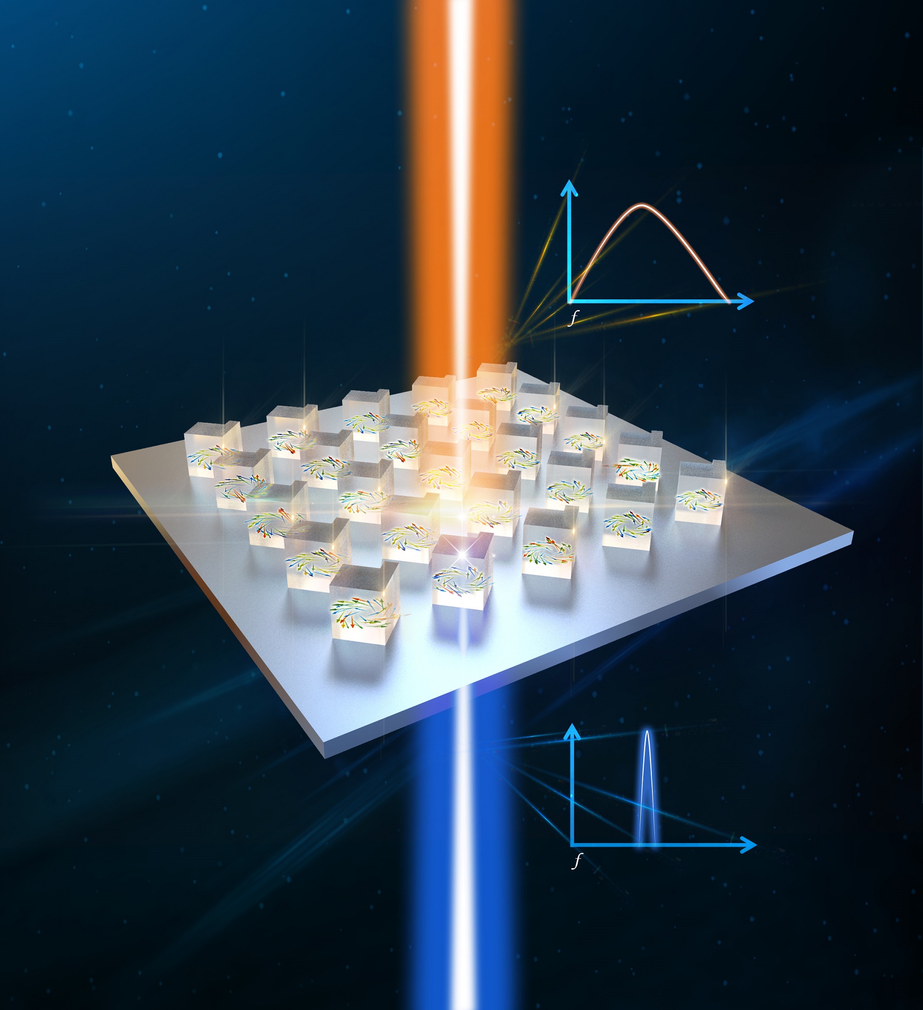 The broken-symmetry metasurface of cuboid resonators shows a spectrally broad incoming light wave