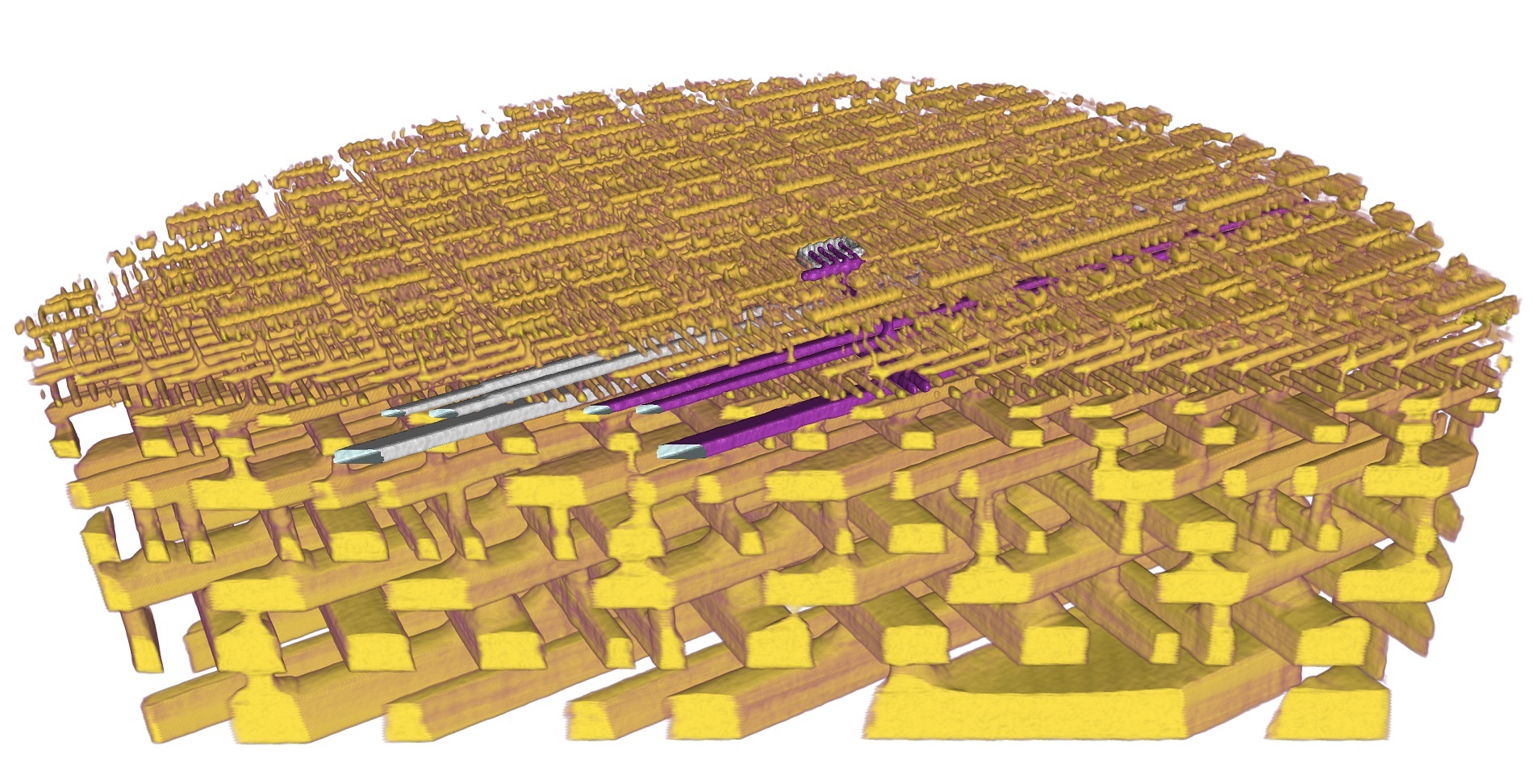 3-D representation of the internal structure of a microchip