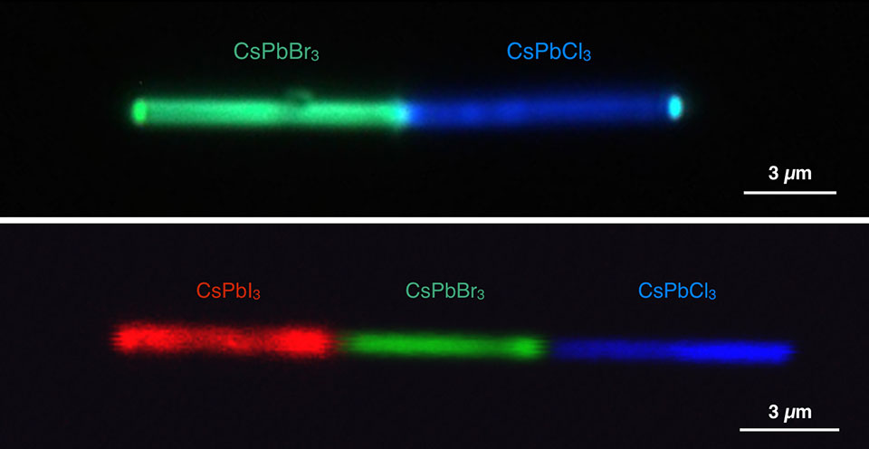 Single nanowires shown emitting different colors