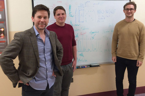 Photograph shows the lead authors for this research – left to right – Dr Anthony Laing, Chris Sparrow and Alex Neville.