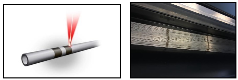 Figure 1 shows an example of a system producing marker bands by annealing the stainless steel tube.