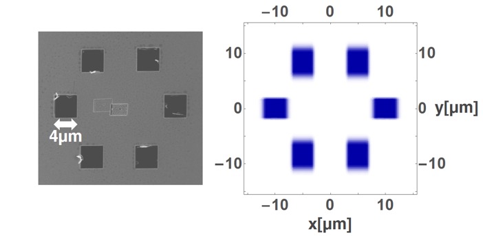 Image of investigated hexagonal benzene ring structure taken with an electron microscope