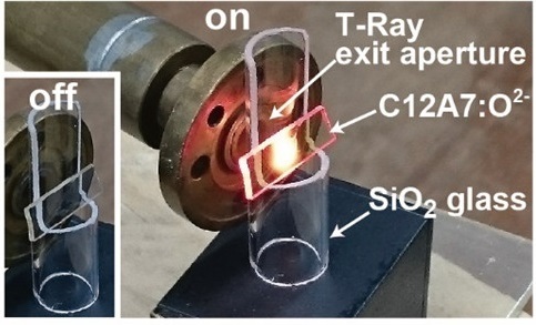 A photograph of the emission of visible light at a terahertz radiation level of 0.21 and output power of 50 W.