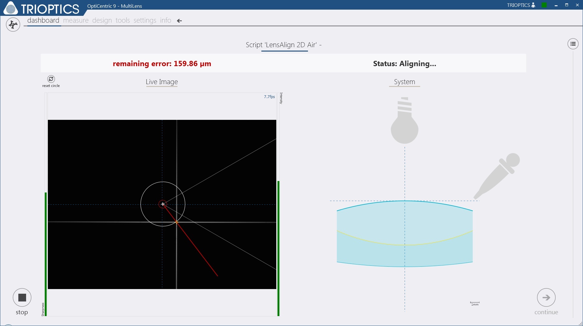 Lens alignment using an automated air manipulator