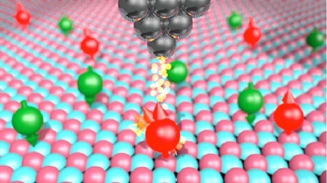 Metallic Tip of STM Driving the Maganetic Quantum State of an Iron Atom Into a Different Direction