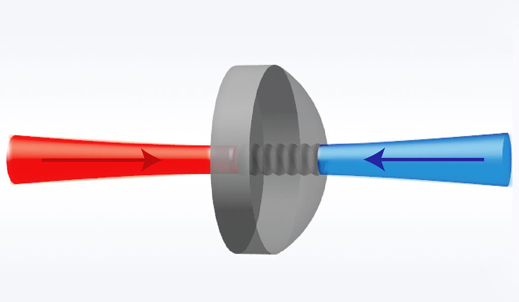 The diagram illustrates light generating acoustic waves in a pristine crystal.