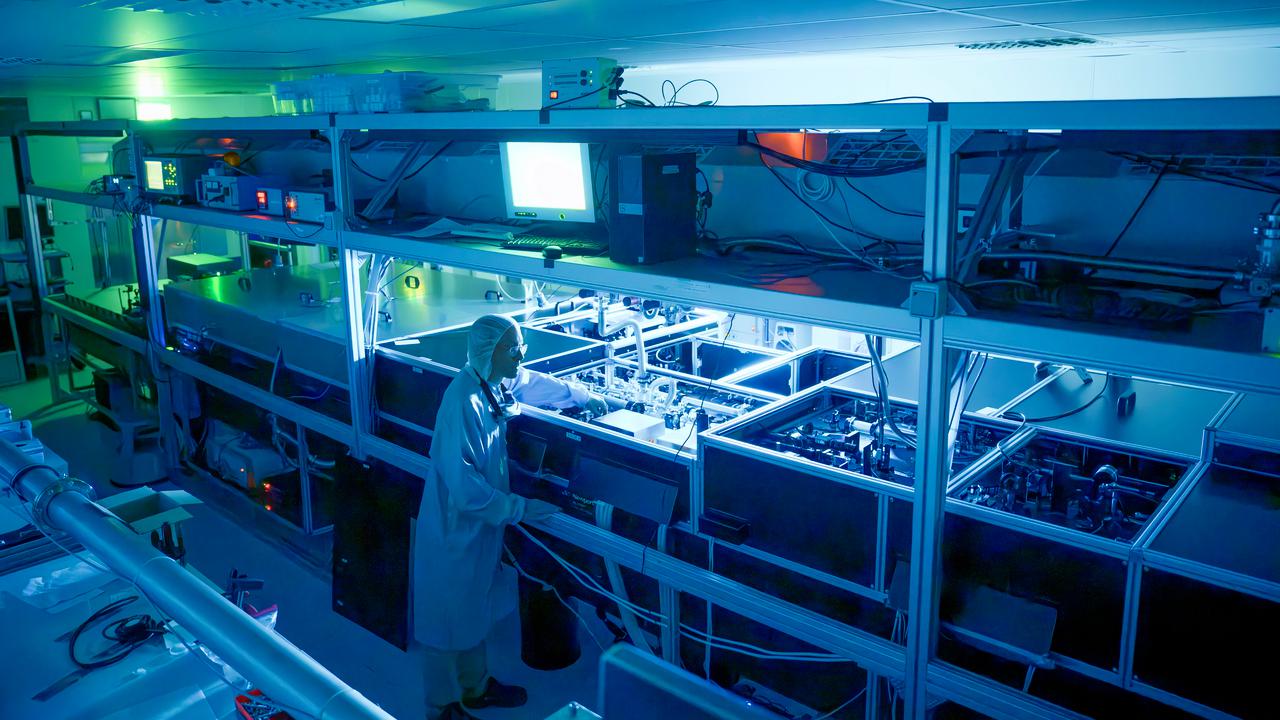 The laser system is 11 metres long and generates extremely short laser pulses.
