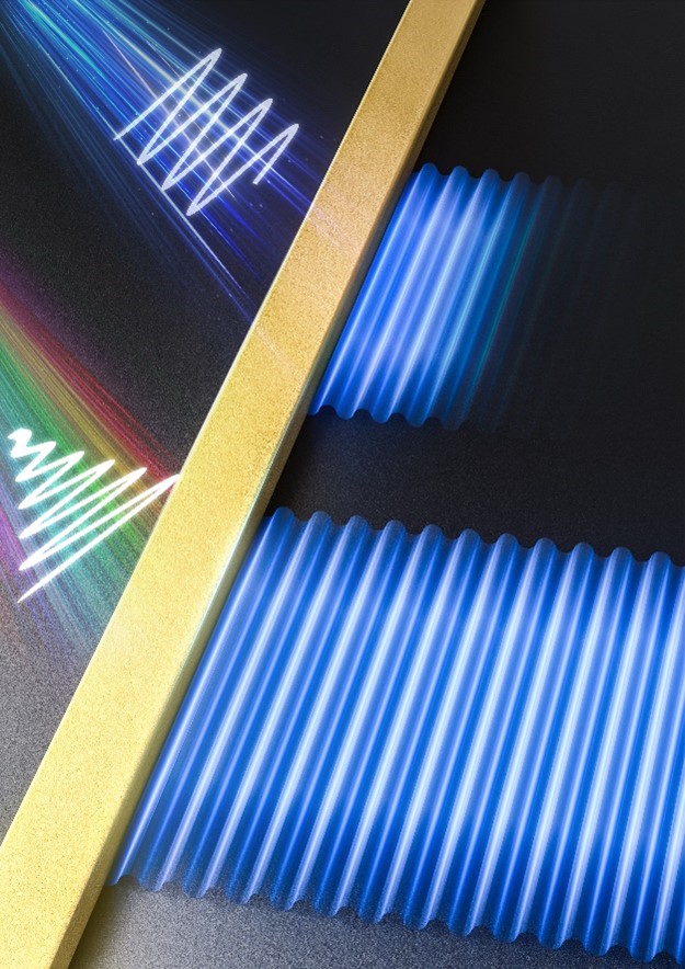 Schematic of polariton propagations under real frequency and synthesized complex frequency excitation.