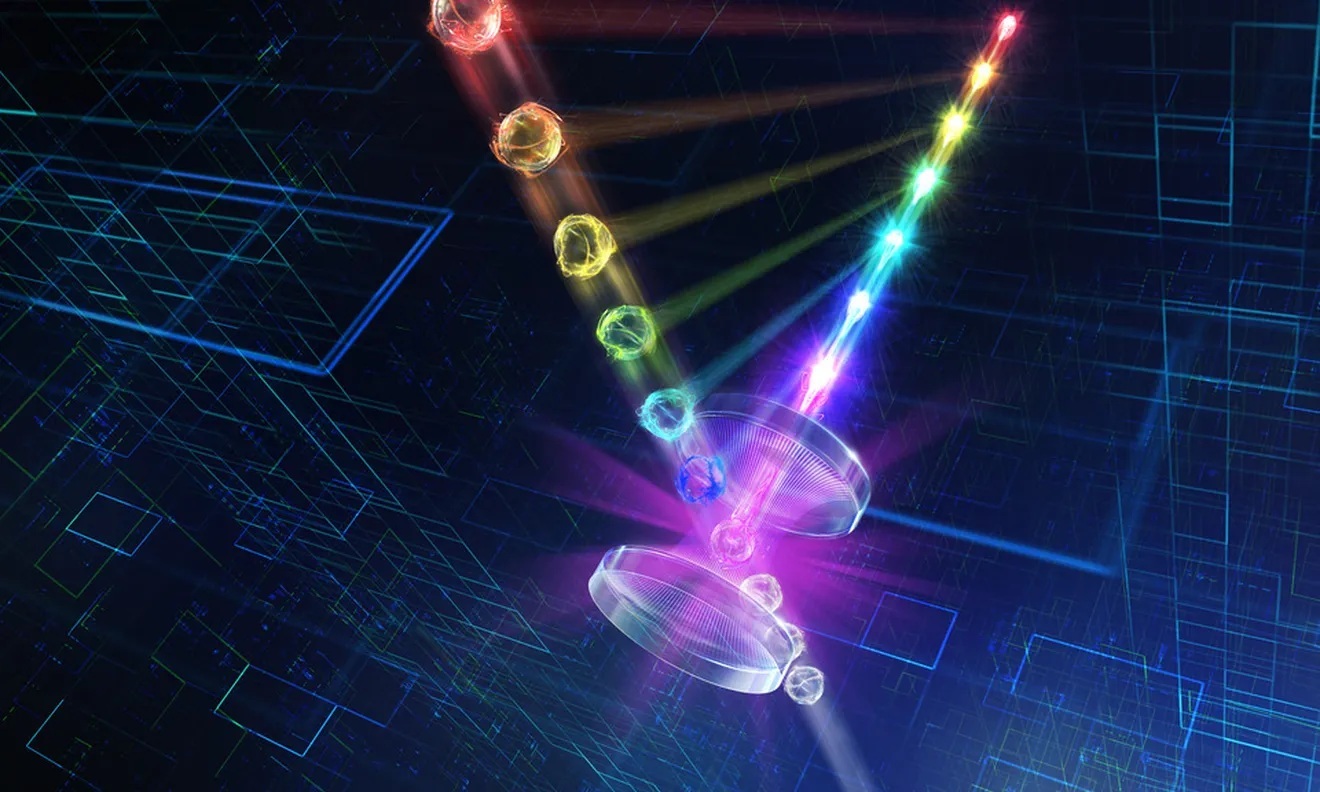 One by one, each ion-qubit is moved into an optical cavity, where mirrors efficiently collect the photons emitted by the ion-qubit. Each photon emerges entangled with its ion-qubit, forming a deep quantum link.