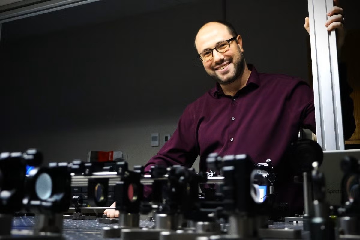 Assistant Professor Yannick Salamin in his lab at CREOL.