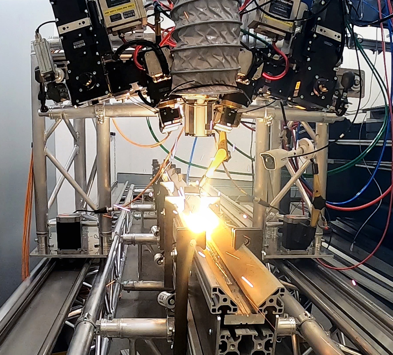Laser beam welding of long adapters for use in shipbuilding.