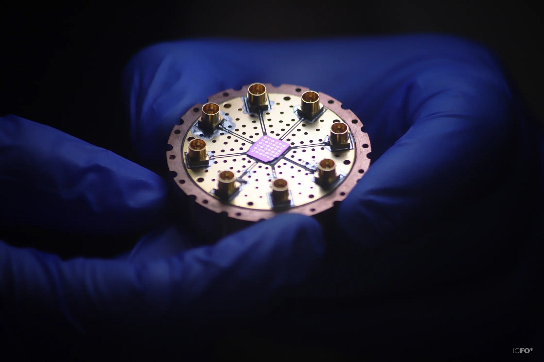 A platform for an array of 36 mechanical resonator devices. A nano-resonator is fabricated and connected electrically in one of the sections of this array. The entire piece is then placed inside the cryostat for the measurements.