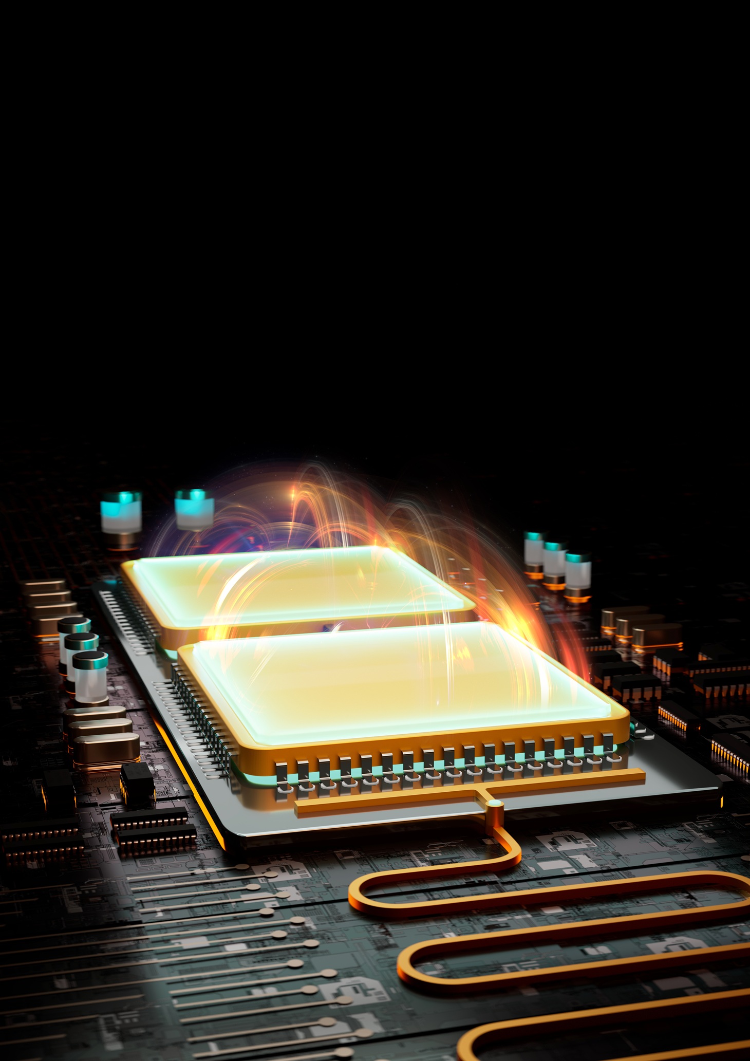 Artistic image of a high-coherence transmon qubit on a quantum processor