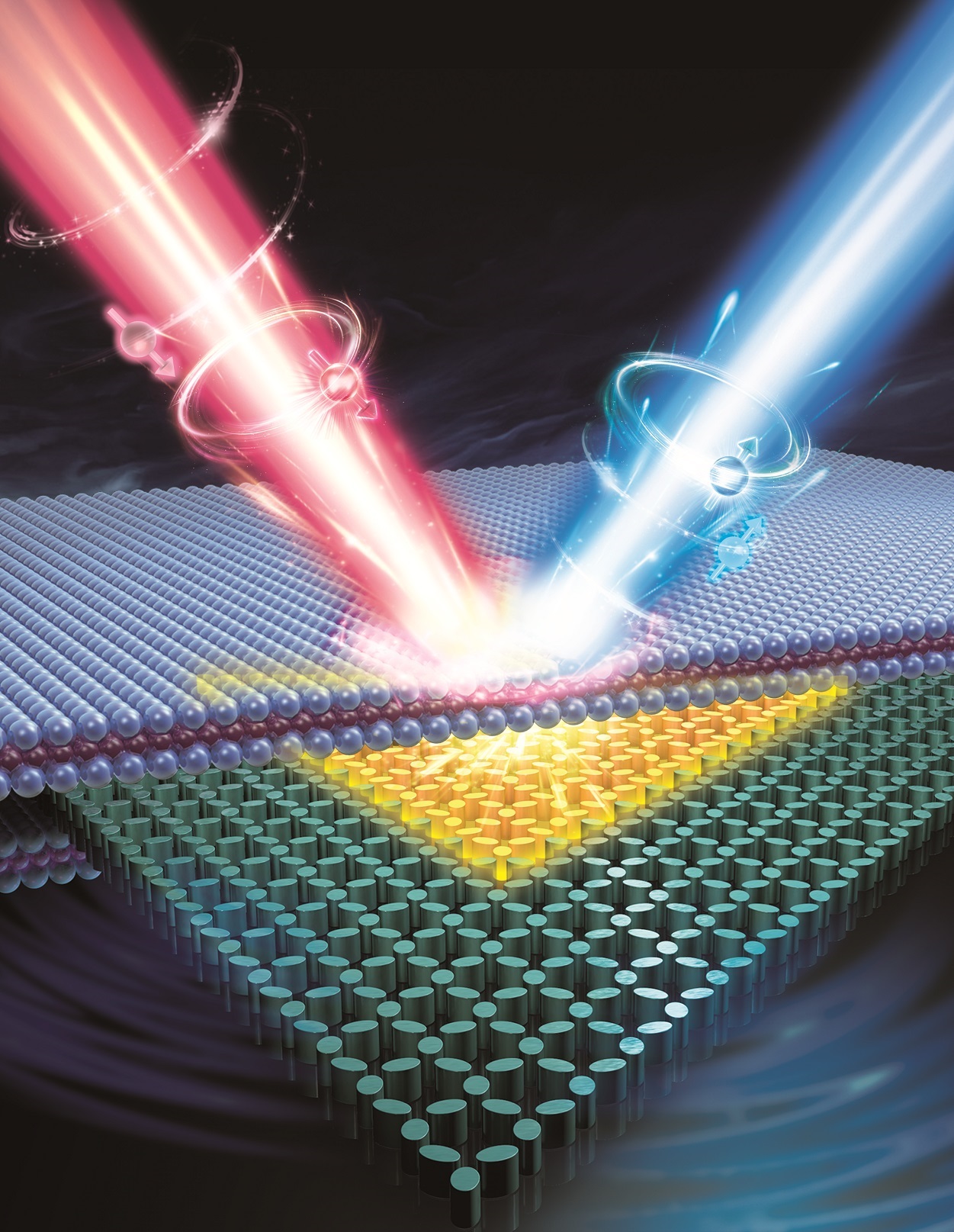 Artist illustration of a spin-valley Rashba monolayer laser