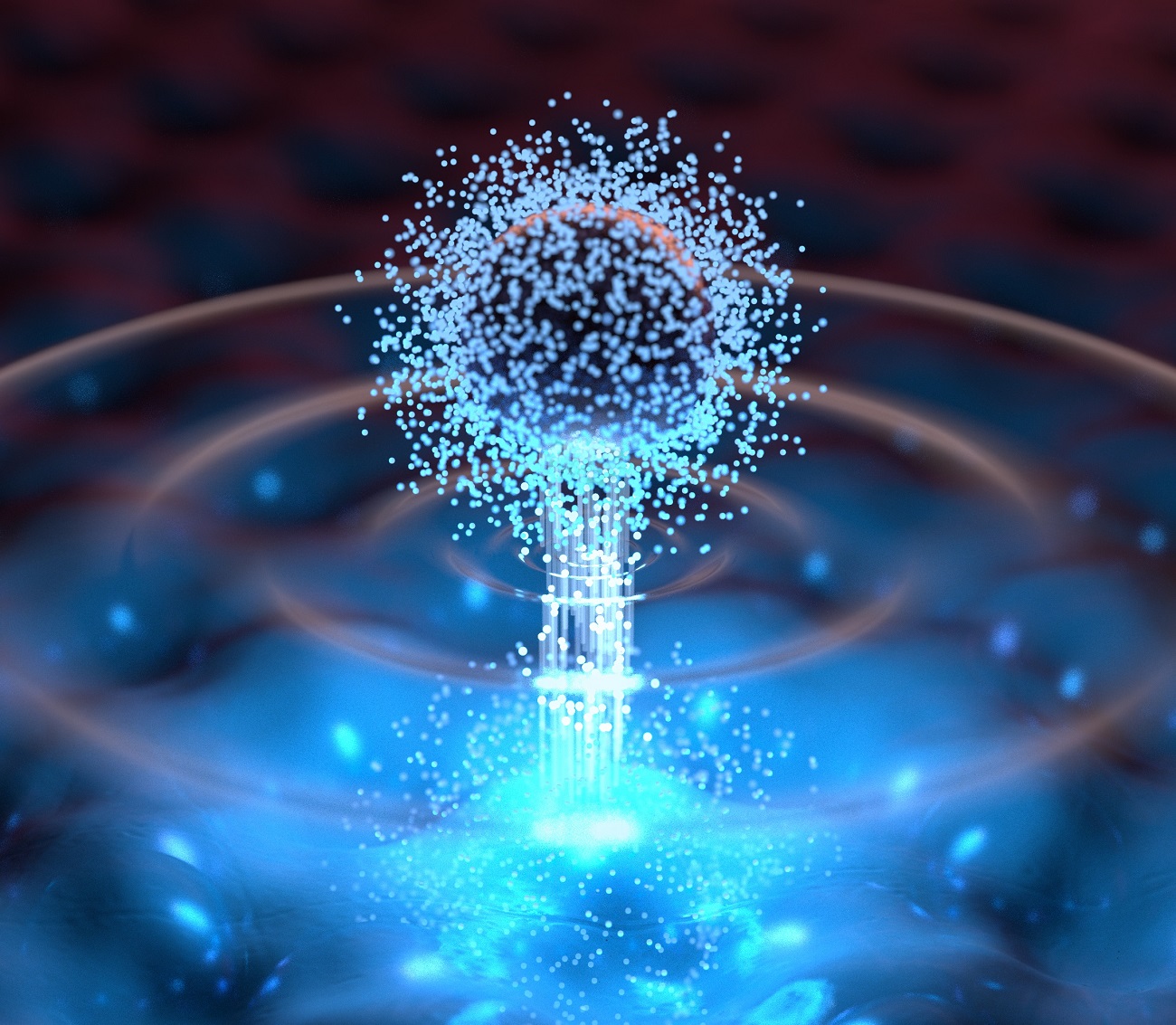 An ultrafast tunnelling current flows between the frontier atom of a sharp tip and a sample in response to an incident electromagnetic driving field